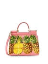 DOLCE & GABBANA Pineapple Print Leather Top Handle Bag,0400099738142