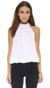 Alice And Olivia Maris Halter Neck Gathered Top In White;black