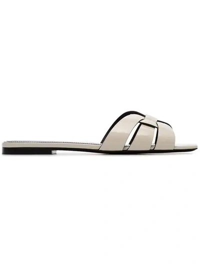 Saint Laurent Tribute Nu Pieds Slide Sandal In White
