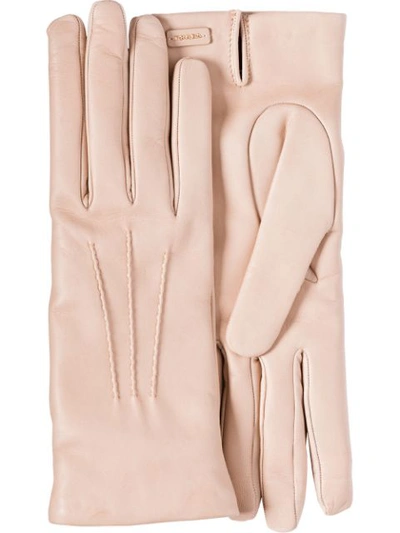 Prada Leather Gloves - 粉色 In Pink