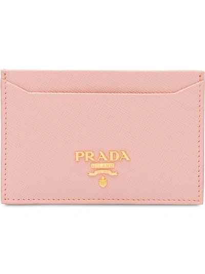 Prada Leather Card Holder - 粉色 In Pink