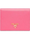 Prada Logo-plaque Folding Wallet In Pink