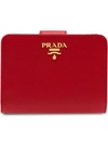Prada Logo-plaque Folding Wallet In Red