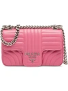 PRADA PRADA PRADA DIAGRAMME LEATHER SHOULDER BAG - PINK