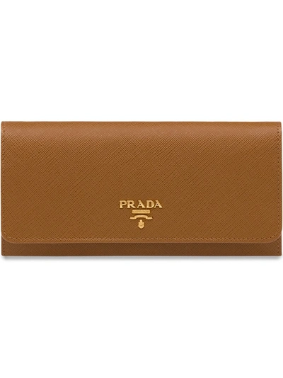 Prada Saffiano Leather Continental Wallet - 棕色 In Brown