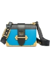Prada Cahier Leather Shoulder Bag In Blue