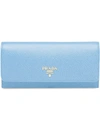 Prada Leather Wallet - Blue In Blue