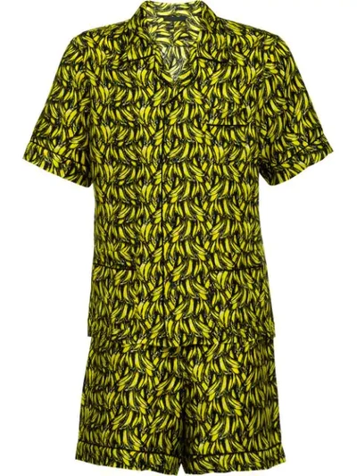 Prada Short Silk Twill Pajamas - 黄色 In Yellow