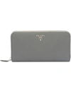 PRADA PRADA LARGE SAFFIANO LEATHER WALLET - GREY