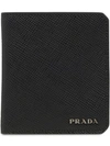 Prada Saffiano Leather Logo Wallet In Black