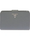 Prada Medium Saffiano Leather Wallet In Grey