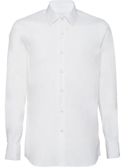 Prada Long-sleeve Tuxedo Shirt In Bianco