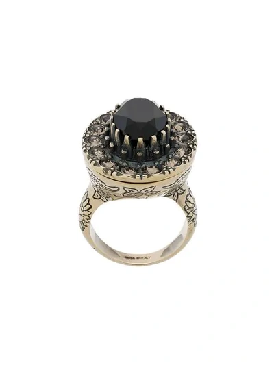 Alexander Mcqueen Crystal Embellished Ring In 7130 Greige