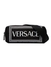 VERSACE BLACK LOGO-PRINT BELT BAG