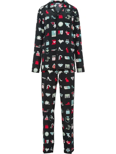 Prada Printed Pajama Set In Black