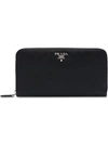 PRADA PRADA LARGE SAFFIANO LEATHER WALLET - BLACK