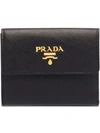 Prada Saffiano Tri-fold Wallet In Black