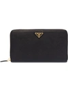 PRADA PRADA LARGE ZIP AROUND WALLET - 黑色