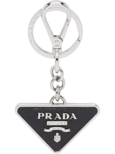 Prada Logo Keyring In Black