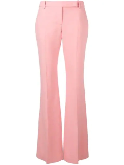 Alexander Mcqueen Wool-blend Crepe Bootcut Trousers In Pink