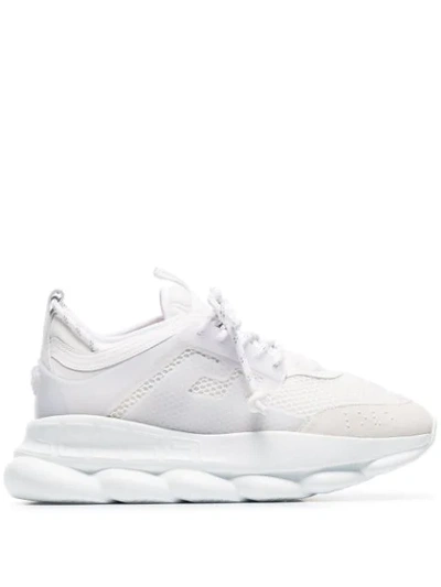 Versace White Chain Reaction Sneakers In Bianco