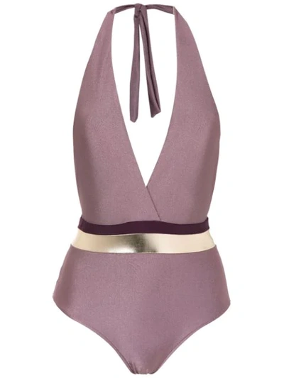 Adriana Degreas Deep V-neck Swimsuit - 紫色 In Purple