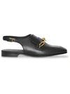 BURBERRY LINK DETAIL LEATHER SLINGBACK LOAFERS