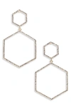 Panacea Crystal Hexagon Earrings In Gold