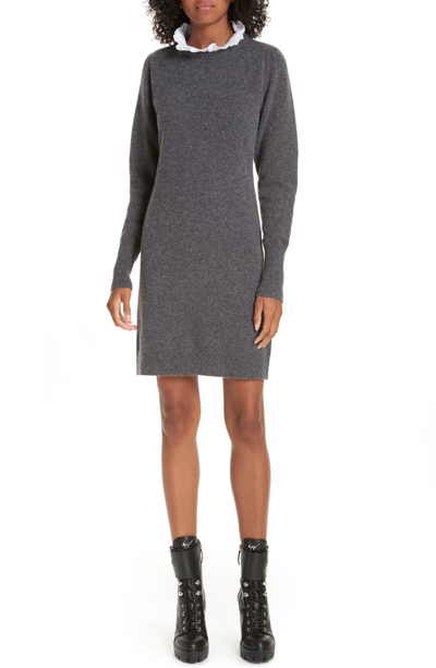 Sandro Ancolie Eyelet Collar Sweater Dress In Black