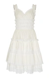 DOLCE & GABBANA Tiered Lace-Trimmed Poplin Midi Dress,F6D0UTFU5L5W0111