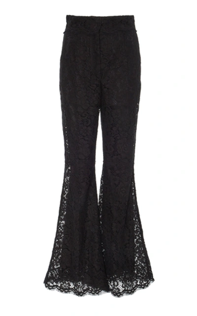 Dolce & Gabbana Flared High-rise Lace Trousers In Black
