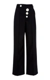 ACLER LYNNE BUTTON-EMBELLISHED CREPE WIDE-LEG PANTS,711326