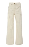 B SIDES PLEIN EMBROIDERED HIGH-RISE STRAIGHT-LEG JEANS,711372