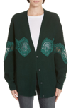 SANDRO TOWER LACE INSET WOOL BLEND CARDIGAN,G2655H