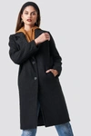 NA-KD N Branded Lapel Coat Black