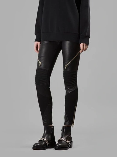Givenchy Skinny Trousers In Black Leather And Stretch-knit