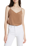 L Agence Jane V-neck Spaghetti-strap Silk Tank In Ginger Snap