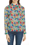 ALICE AND OLIVIA X KEITH HARING ELOISE SILK BLOUSE,CV811P40012