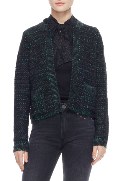 Sandro Open Front Crop Cardigan In Black