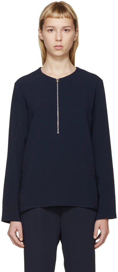 Stella Mccartney Midnight Blue Arlesa Stretch Cady Blouse In Navy