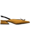 Yuul Yie Mustard Zizi 30 Sling Back Oval Broach Pumps In Yellow