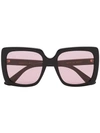 GUCCI BLACK AND PINK SQUARE FRAMED SUNGLASSES