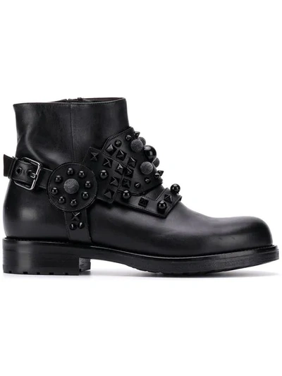 Albano Studded Ankle Boots In Black