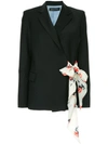 Anna October Side Scarf Blazer - Black In Black