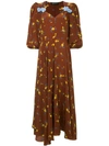 ANNA OCTOBER ANNA OCTOBER LONG FLORAL PRINT DRESS - BROWN