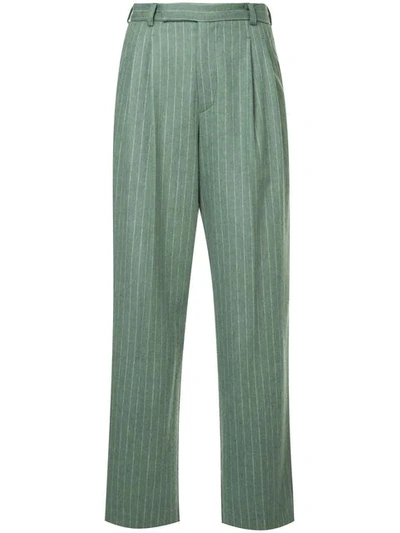 Walk Of Shame Striped Tailored Trousers In Green