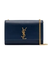 Saint Laurent Midnight Blue Kate Grained Leather Shoulder Bag In Blue