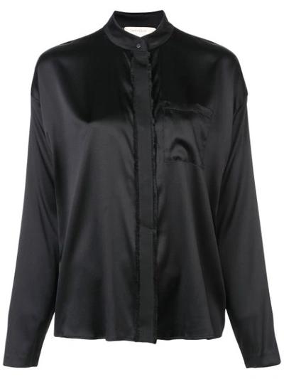 Nicole Miller Longsleeved Button-down Blouse In Black