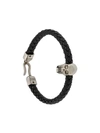 Alexander Mcqueen Men's Studded Skull Rubber Cord Bracelet In Black