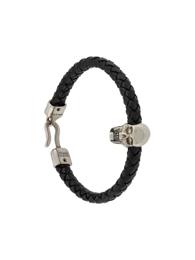 Alexander Mcqueen Men's Studded Skull Rubber Cord Bracelet In Black
